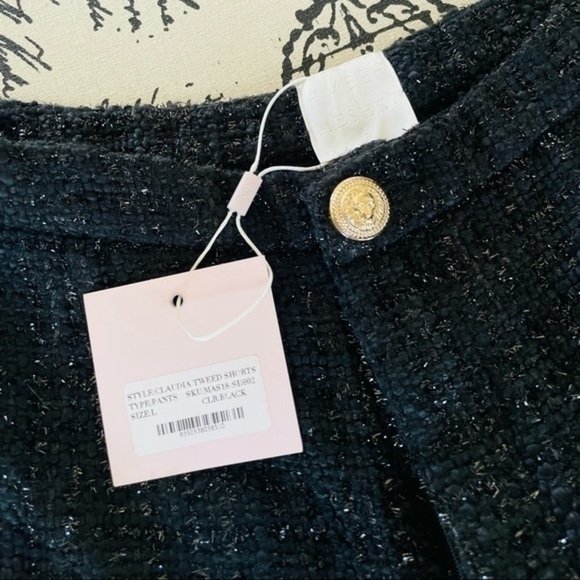 NWT Amber x Meshki Claudia High Rise Sparkle Black Tweed Shorts - Picture 7 of 9